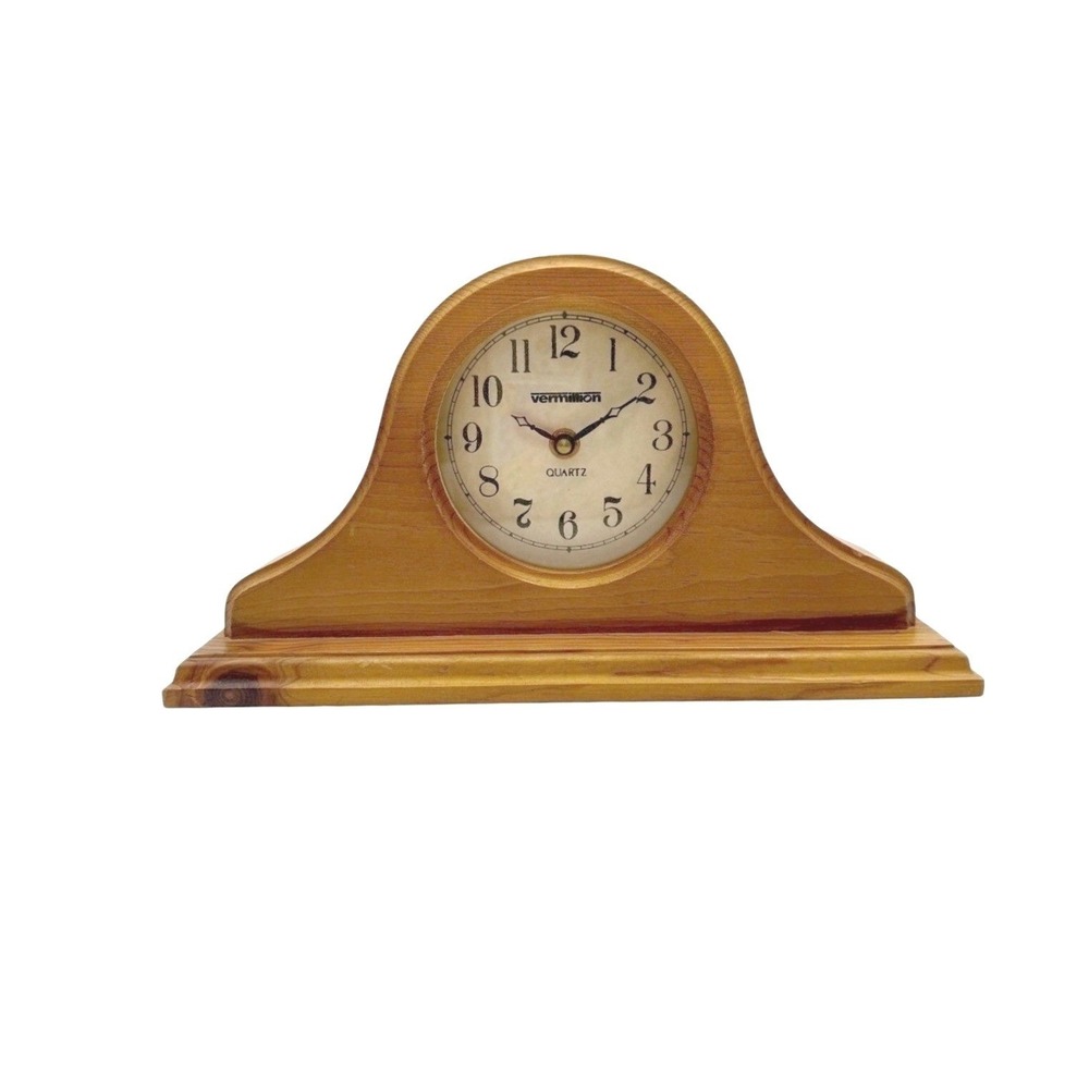 Vintage Lightweight Solid Wood Mantel Clock Dark Academia Gothic Cottage Decor